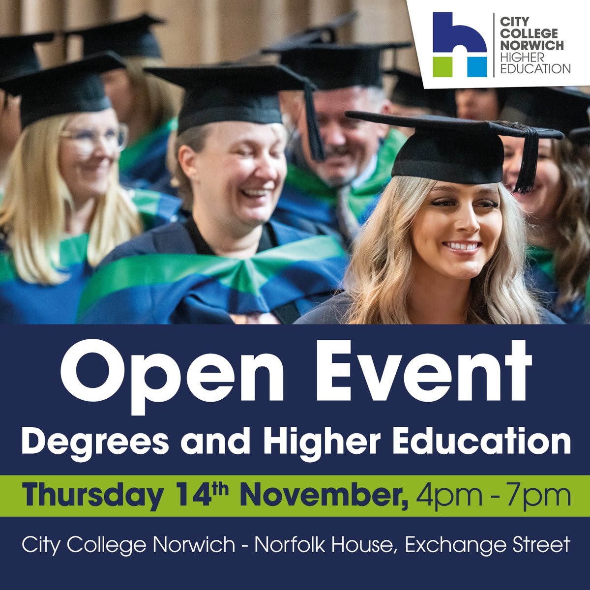Thinking about studying a degree? Join us for our Open Event!

Explore our range of Higher Education and Access courses on Thursday, 14th November. Meet our lecturers and tour our dedicated campus in Norwich city centre.

Book your place: ow.ly/yPJi50TKyyz