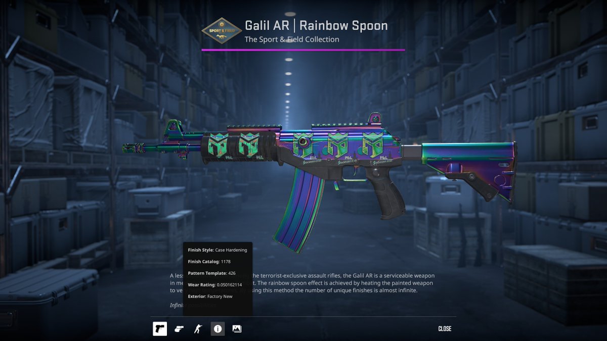 xCeedCS's tweet photo. My first craft of 2024:

FN Galil AR | Rainbow Spoon (426) 5x Entropiq (Holo) | Stockholm 2021 https://t.co/C6E850am7m
