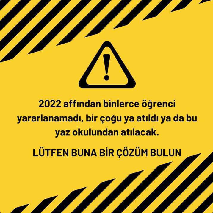 Öğrenci affı torba yasaya eklensin
<a href="/tcbestepe/">T.C. Cumhurbaşkanlığı</a> <a href="/YuksekogretimK/">Yükseköğretim Kurulu (YÖK)</a> <a href="/TBMMEgitim/">TBMM Milli EğitimKom</a> <a href="/Akparti/">AK Parti</a> <a href="/aylinyaman_/">Dr. Aylin Yaman</a> <a href="/mhulkicevizoglu/">Hulki Cevizoğlu</a> <a href="/akbasogluemin/">Av. M.Emin AKBAŞOĞLU 🇹🇷</a> <a href="/RTErdogan/">Recep Tayyip Erdoğan</a> <a href="/erolozvar/">Erol Özvar</a> <a href="/prof_mahmutozer/">Mahmut Özer</a> <a href="/kaankoc75/">Kaan Koç</a> <a href="/SedaSaribas09/">Seda Sarıbaş</a> <a href="/avomerozmen/">Ömer Özmen</a> <a href="/nedimsener2010/">Nedim Şener 🇹🇷</a> <a href="/fethigurer/">Ömer Fethi Gürer</a> <a href="/eczozgurozel/">Özgür Özel</a> #öğrenciaffı