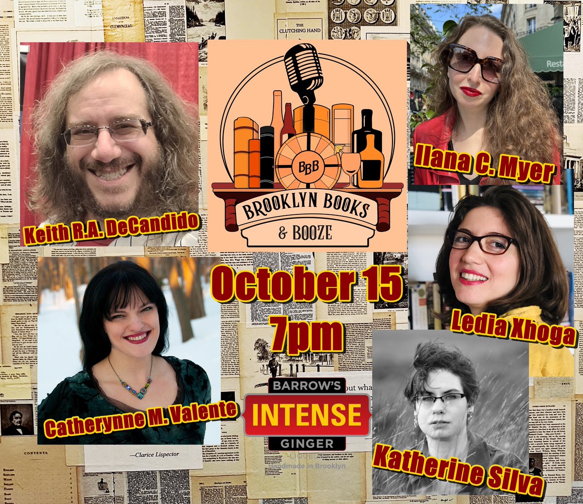 Brooklyn Books & Booze @ Barrow's Intense (@bklynbooksbooze) on Twitter photo TOMORROW NIGHT! Join BBB <a href="/barrowsintense/">Barrow's Intense</a> on 10/15 @ 7pm for amazing readings from @KatherineSilva_ <a href="/KRADeC/">Keith R.A. DeCandido</a> #LediaXhoga #IlanaCMyer & <a href="/catvalente/">Catherynne M. Valente</a> ...
PLUS enjoy a space-tacular special drink!
FREE!
๐๐๏ธ๐น
More: Booklynbooksbooze.com TOMORROW NIGHT! Join BBB <a href="/barrowsintense/">Barrow's Intense</a> on 10/15 @ 7pm for amazing readings from @KatherineSilva_ <a href="/KRADeC/">Keith R.A. DeCandido</a> #LediaXhoga #IlanaCMyer & <a href="/catvalente/">Catherynne M. Valente</a> ...
PLUS enjoy a space-tacular special drink!
FREE!
๐๐๏ธ๐น
More: Booklynbooksbooze.com