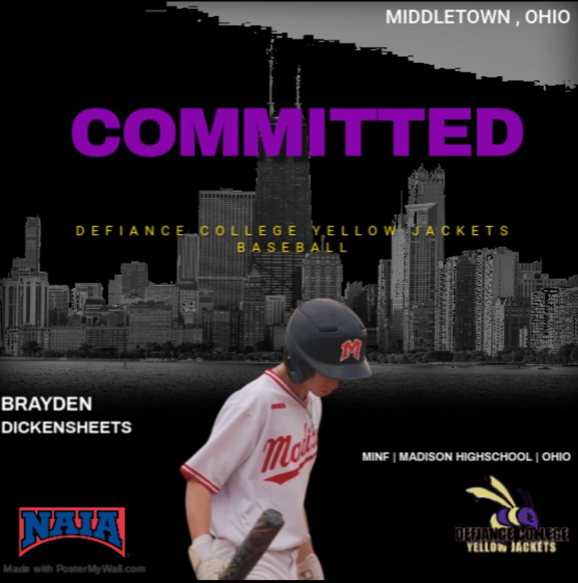 bpdickensheets's tweet photo. Beyond Blessed 💜💛 #goldstandard #agtg  
Thank you @coachbabcock24 @shaneBB17 and @DefiCollegeBASE for the opportunity!

@SWBLSPORTS @SWOSportsDaily @rickcassano @TheReportOhio @TimRecognition @TopPreps @PrepBaseballOH https://t.co/5QRmHyNtk6