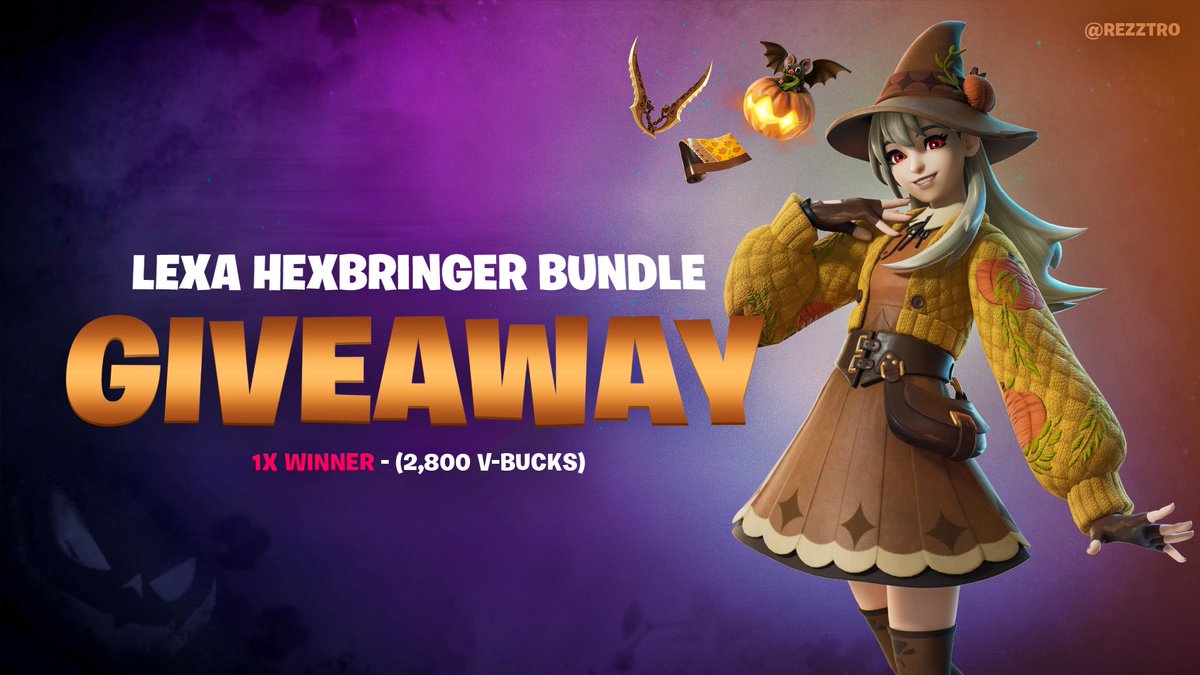 Rezztro's tweet image. FORTNITE LEXA HEXBRINGER BUNDLE GIVEAWAY! (2.8K V-Bucks) 🎁

To Enter: 
♦️ Follow @Rezztro
♦️ Like &amp;amp; RT this post

The winner will be selected in 2 DAYS during the Item Shop reset. Wish you all the best!! 🔥