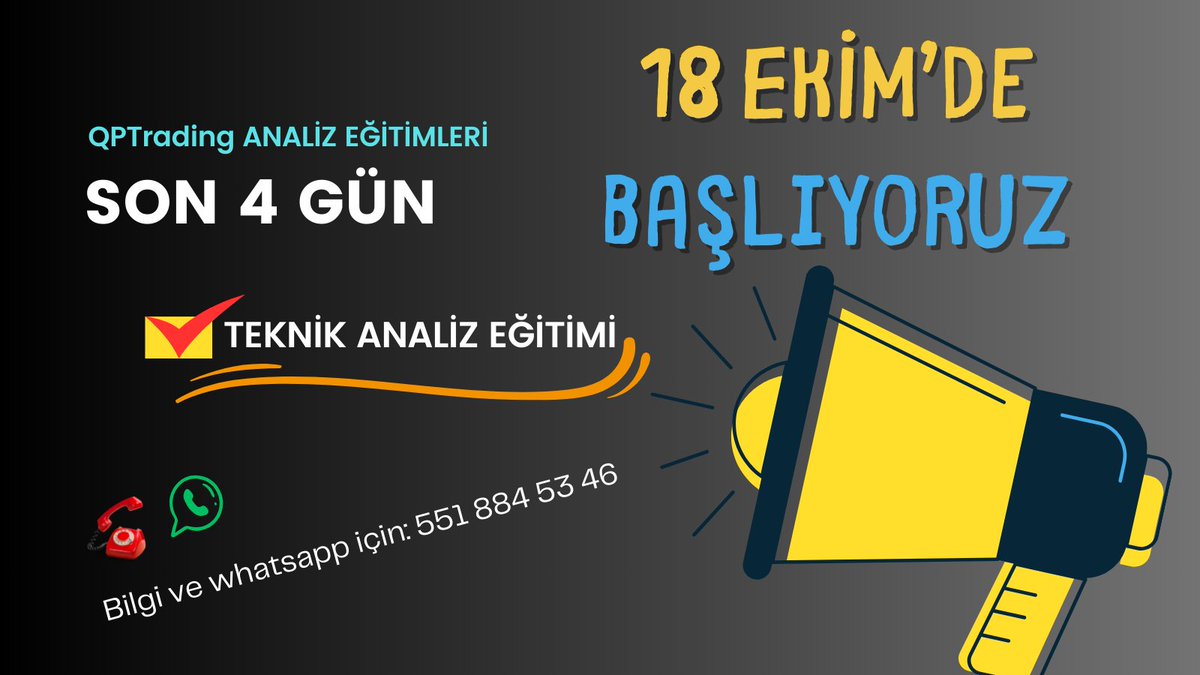 📌 Maalesef bazılarınız artık borsaya karşı umudunu yitirdi muhtemelen çokta para kaybetti.

📌 Daha disiplinli bakış açısıyla bu işin üstesinden gelebilirsiniz.

📌 4️⃣ Gün sonra 3️⃣4️⃣. Dönem #QPTrading Teknik Analiz Eğitimi başlıyor. 

📌 Mutlaka bilgi alarak eğitime katılmayı