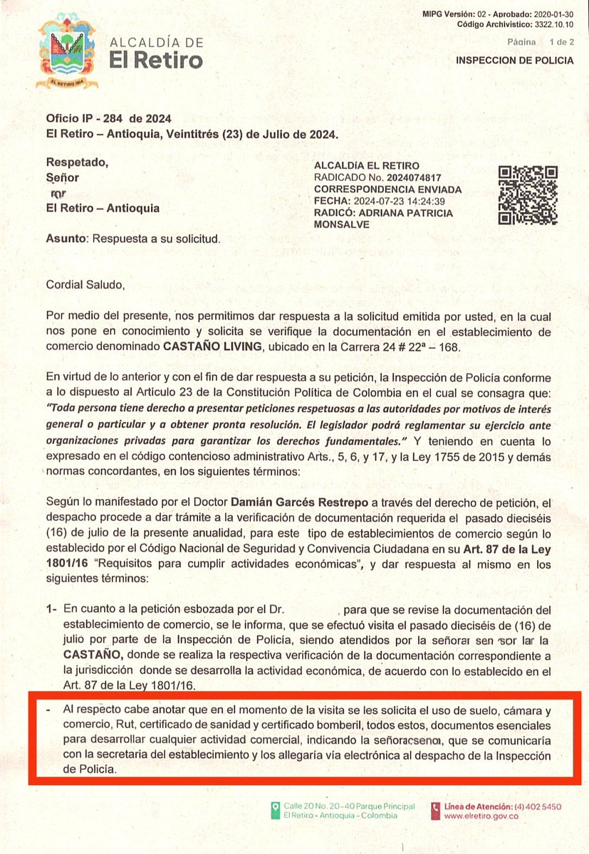Aquelarre118's tweet photo. 💢 ATENCIÓN 💢
Nos comparten esta respuesta a una petición que realizaron al municipio de El Retiro-Antioquia, con respecto a la empresa de muebles llamada "CASTAÑO LIVING" del uribista @ArgiroCasta888, quién se mantiene insultando a progresistas, quién dice respetar las leyes, y que no le gusta nada regalado. Ese mismo que se ufana de tener mucho dinero, y que es un hombre ejemplar. Discípulo de @MariaFdaCabal y jefe de su 🐶 faldero @coherenciaporf el nauseabundo Raimundo.
Resulta que, NO CUMPLE HACE AÑOS con los requisitos (papelería) para el ejercicio comercial en ese municipio, dónde se toma fotos con su bestia paseandose como hombre ético uribista. NO TIENE USO DE SUELO, NO TIENE CERTIFICADO DE SANIDAD, NI CERTIFICADO BOMBERIL. Es decir, NO PAGA LOS IMPUESTOS QUE TODO COMERCIANTE DEBE PAGAR Y PAGA EN ESE MUNICIPIO. En este caso se presenta una COMPETENCIA DESLEAL (Ley 256 de 1996 Código de Comercio).
NOTA: Y pronto resultados de la investigación de posible evasión de impuestos, mediante el registro de su "mueblería" con nombre de CRIADERO MI NEGRA, que tiene función totalmente diferente y presuntamente, NO HA ACTUALIZADO, POR LO QUE NO PAGA LO QUE DEBERIA PAGAR!
¿Qué opinan Ustedes de este señor @ArgiroCasta888 que se mantiene despotricando de progresistas y que se ufana de ser todo un ciudadano ejemplar? Además, tiene antecedente de estafa y condena por ello.
Pasaron a la Inspección de Policía lo encontrado, y se enviará copias a los órganos de control correspondientes para revisar el tema de impuestos, y accionar según este caso. SE DEBE CONOCER HACE CUÁNTO TIENEN ESTA ACTIVIDAD SIN CUMPLIR REQUISITOS Y SIN ACTUALIZAR DATOS, PRESUNTAMENTE BAJO OTRO NOMBRE COMERCIAL DE FUNCION DIFERENTE ✊🏽🇨🇴