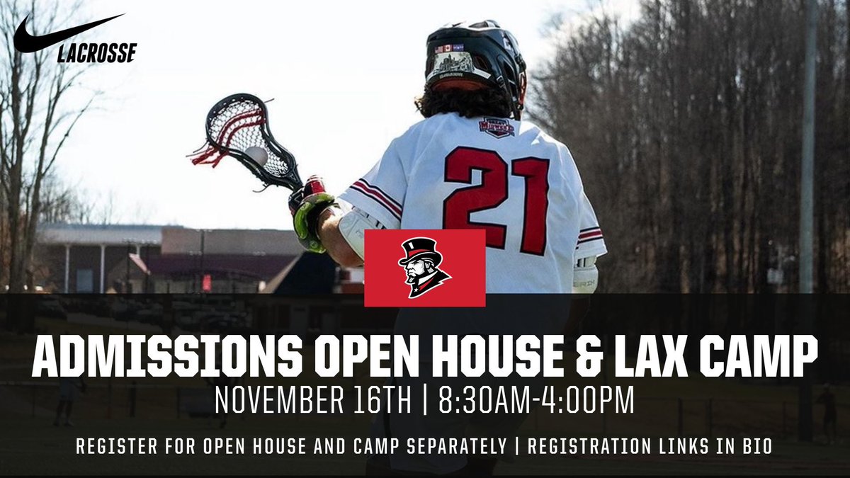 senatormlax's tweet photo. Attention: Future Senators!!
On November 16th, we will be partnering with Admissions for an Open House event coupled with an afternoon lacrosse camp!
More information is available at the link in our Bio! #RollSens #Recruiting #playD2 #IchoseD2 https://t.co/JSAO7bjJ4e