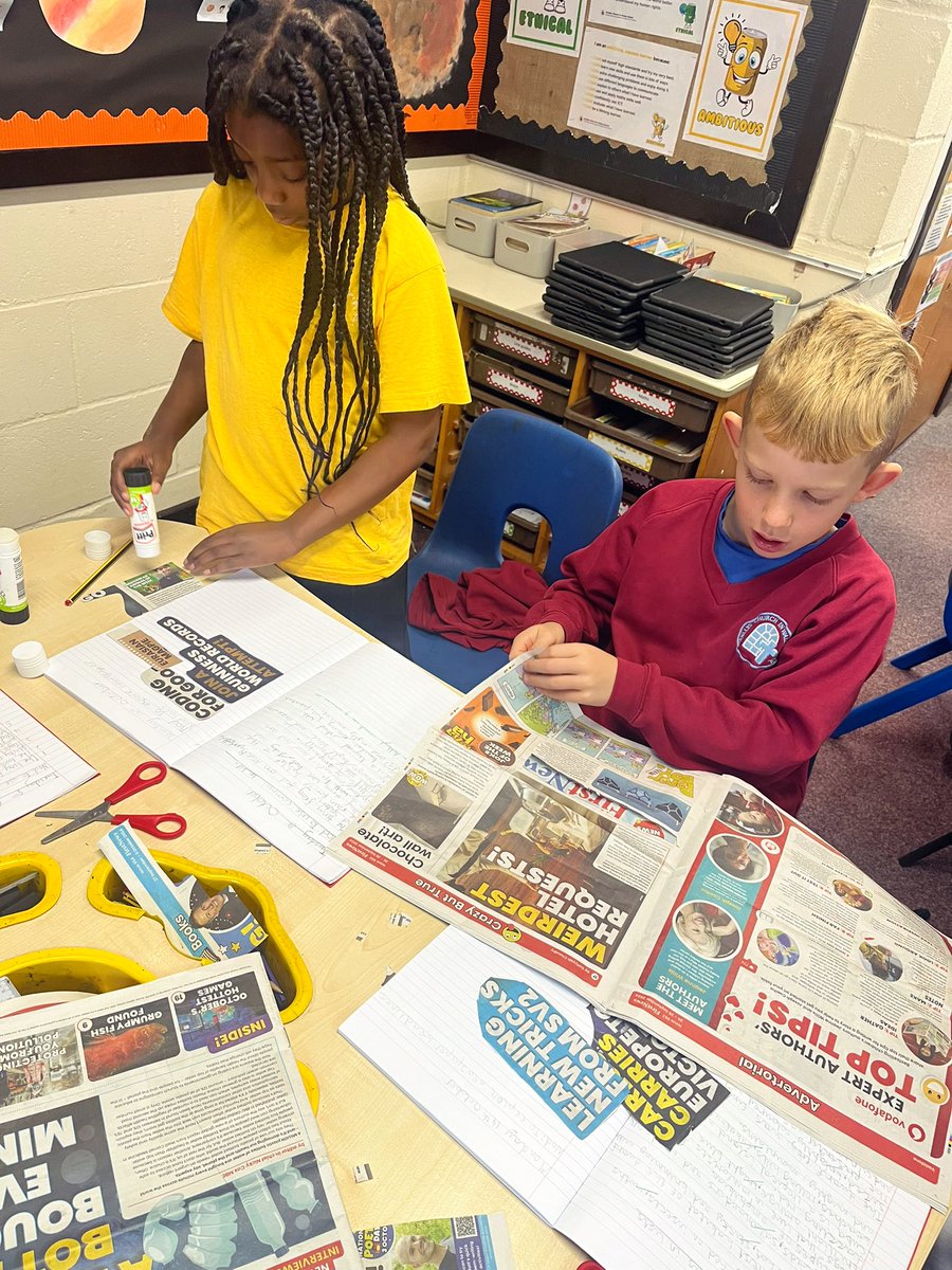 MrsHarrisHCIW's tweet photo. We had lots of fun exploring newspaper headlines today ready for our newspaper reports next week! 📰✨ @HenllysCIW @EAS_LLCEnglish https://t.co/OTKDOdWmuS