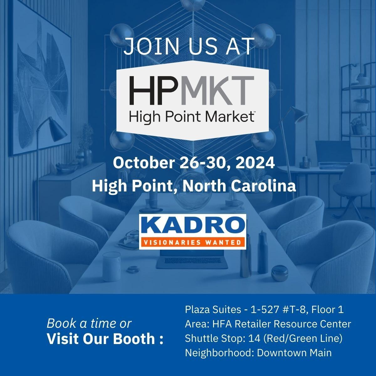 kadro's tweet photo. Are you a furniture retailer or manufacturer attending the High Point Furniture Market? Come meet us to learn more about how eCommerce can revolutionize your business! 
#highpointfurnituremarket #homefurnishingassociation #furniture #furnitureretail #furnituremanufacturing https://t.co/T4tYDy17Ac