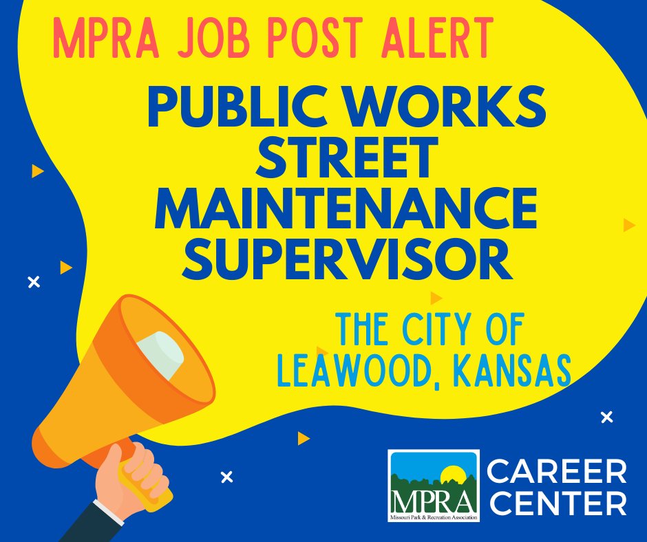 The City of Leawood, KS is in search of a motivated, capable leader with expertise in concrete and street maintenance experience to flourish as their Public Works Maintenance Supervisor. 
members.mopark.org/jobs/Details/p…