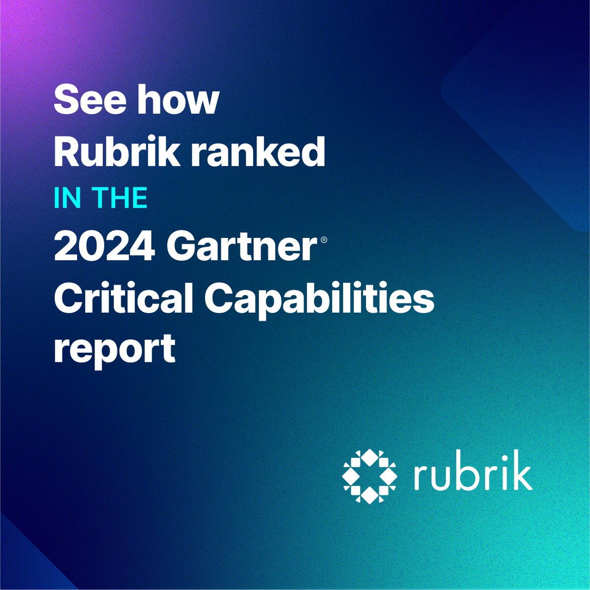 ConnerJSheppard's tweet photo. @RubrikInc came in #1 in ✌️ critical capabilities in the 2024 Gartner Critical Capabilities report. Learn more about our differentiators and how we are helping our customers secure their data from cyber threats: https://t.co/An17Juls6P https://t.co/7DYwqwl8j0