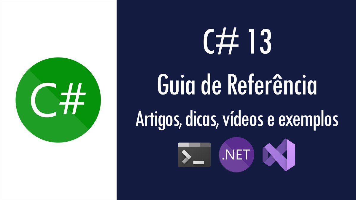 RenatoGroff's tweet image. Novo post no meu blog -&gt; C# 13 - Guia de Referência: artigos, dicas, vídeos e exemplos de utilização -- Link: renatogroffe.medium.com/c-13-guia-de-r…
#csharp13 #dotnet9 #csharp #dotnet #dotnetcore #aspnet #aspnetcore #visualstudio #visualstudio2022 #visualstudiocode #vs2022 #vscode