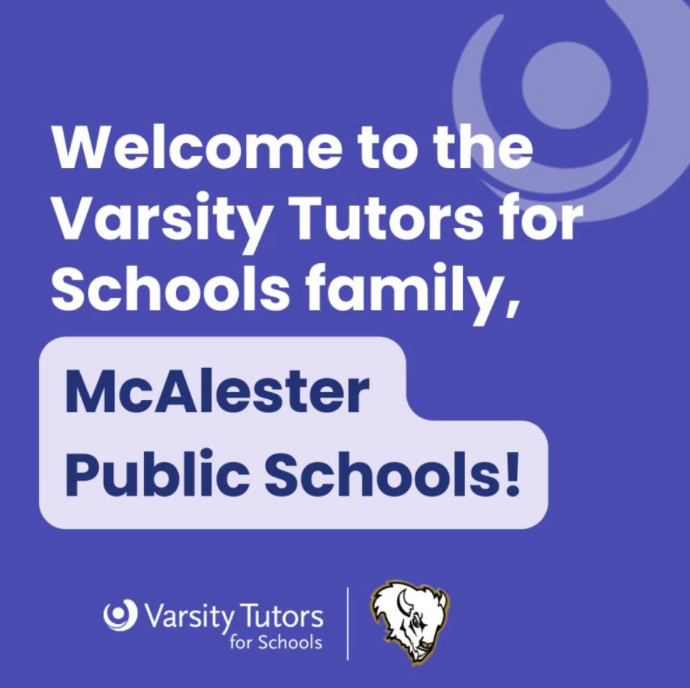 Exciting news for students and families in McAlester, OK! Thanks to our new partnership with McAlester Public Schools, the Varsity Tutors for Schools platform is now available to all district students for free through 2030! 

Learn more: businesswire.com/news/home/2024…