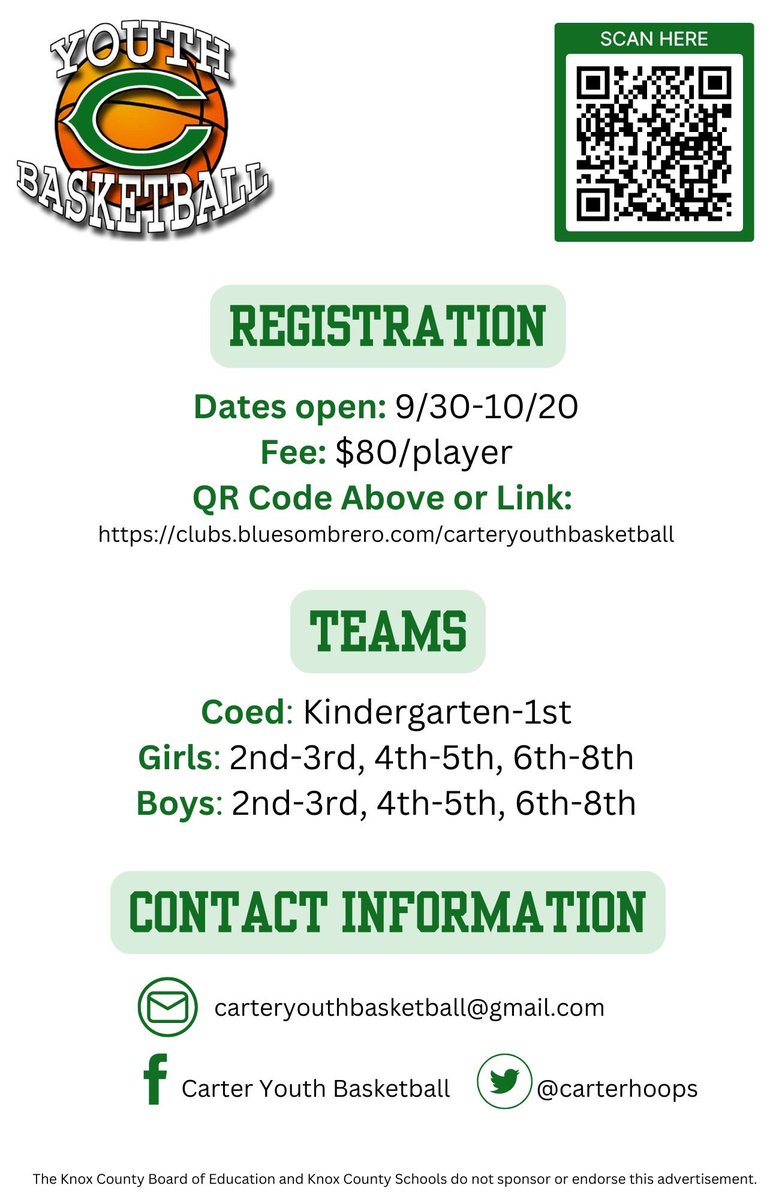 carterhoops's tweet photo. This is the final week for youth basketball registration. Don't miss out! https://t.co/1SlABH0CpL