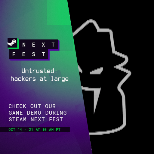 "Untrusted - Hackers at Large" is taking part in <a href="/Steam/">Steam</a> 's #SteamNextFest - try the free demo today! store.steampowered.com/app/2508150/ - #indiegame #indiedev #linuxgaming #windowsgaming #gaming