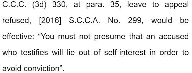 R. v. Shabbir, 2024 ONCA 750 at para. 34: Trial judges should give this instruction if the accused’s motive to lie is raised at trial, whether by the Crown, co-accused, or the trial judge, and no exception to Laboucan’s general rule applies.
coadecisions.ontariocourts.ca/coa/coa/en/ite…