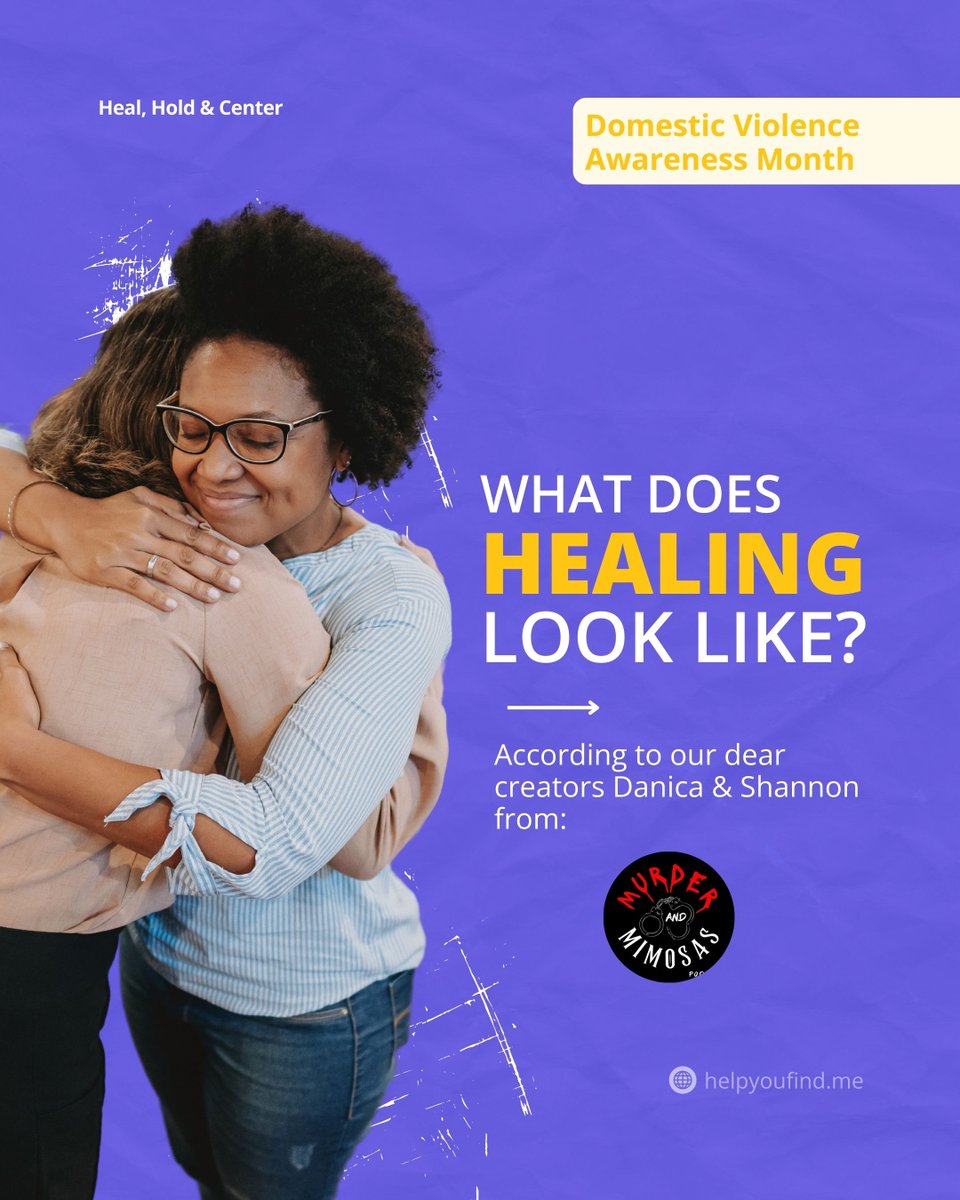 HelpYouFindMe's tweet image. Healing from #domesticviolence is never a straight path. 💜🌿 As our dear creators 
from the Murder and Mimosas Podcast put it, patience &amp;amp; respect are crucial when supporting survivors. 

Let’s continue to work together to support those beginning their journey toward healing. 💜