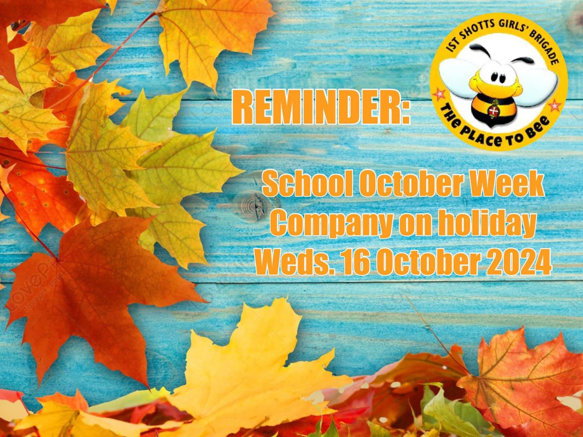 REMINDER: The Company is on Holiday this Wednesday (16 October 2024) for the School October Holiday! Have Fun! 😀🍁🍂<a href="/staneprimary/">Stane Primary & Nursery Class</a> <a href="/ShottsStPats/">St. Patrick's Shotts</a> <a href="/DykeheadPrimary/">Dykehead Primary</a> <a href="/CalderheadHS/">Calderhead HS</a> <a href="/CalderheadE/">Calderhead Erskine</a> <a href="/gbinscotland/">GB Scotland</a>