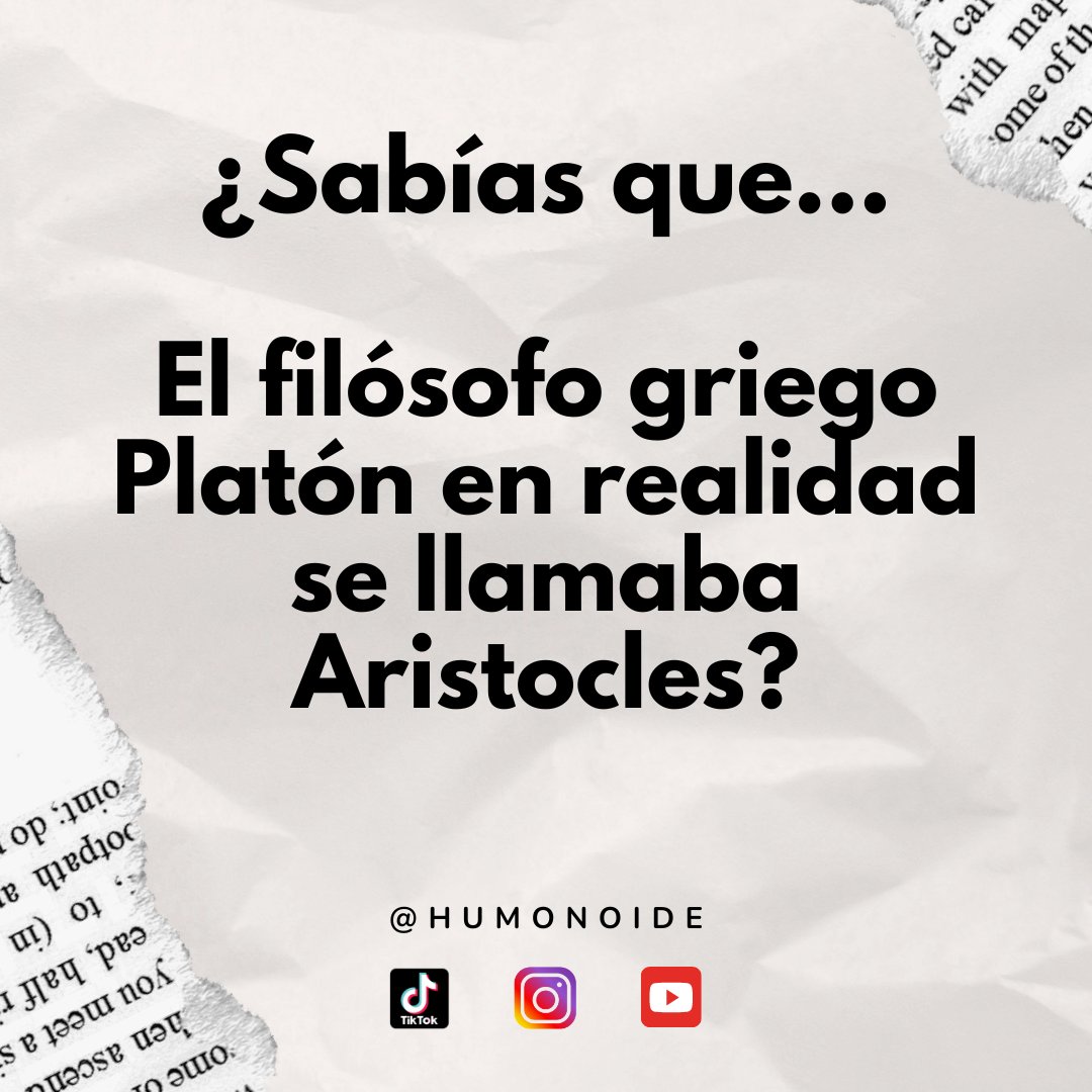 Humonoide's tweet photo. ¿Sabías que el filósofo griego Platón tenía un nombre real diferente?

Su nombre original era Aristocles, pero debido a su complexión robusta, le apodaron "Platón", que significa algo así como "espalda ancha". 🏛️

¡Ni siquiera los grandes filósofos pueden escapar de los motes! https://t.co/RTXDn2InBk