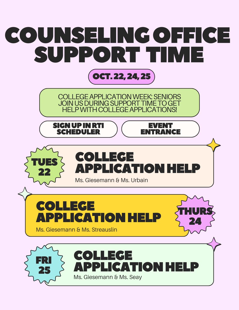 HHS_Counselor's tweet photo. SENIORS!
Want help with college applications? Sign up for a support time next week! https://t.co/G3sabx9Bq5