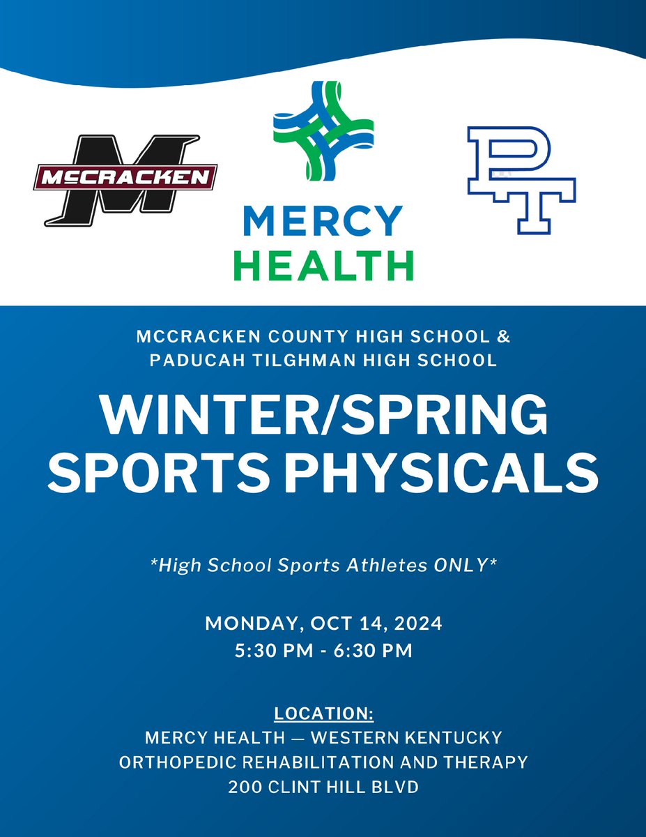 REMINDER: TODAY, Last Chance for FREE High School Physicals @ Orthopedic Institute 5:30-6:30pm. *Bring Form Already Filled Out  khsaa.org/forms/ge04.pdf