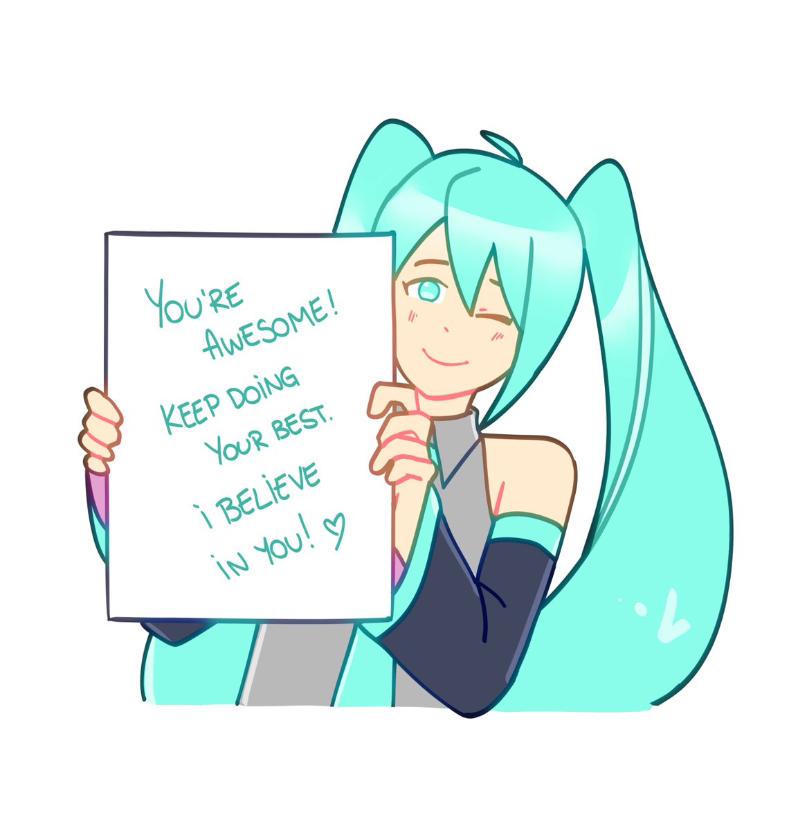 paranoid_ghosts's tweet photo. here's a motivational miku 💙 she loves you! https://t.co/ZRcHPcGTAX