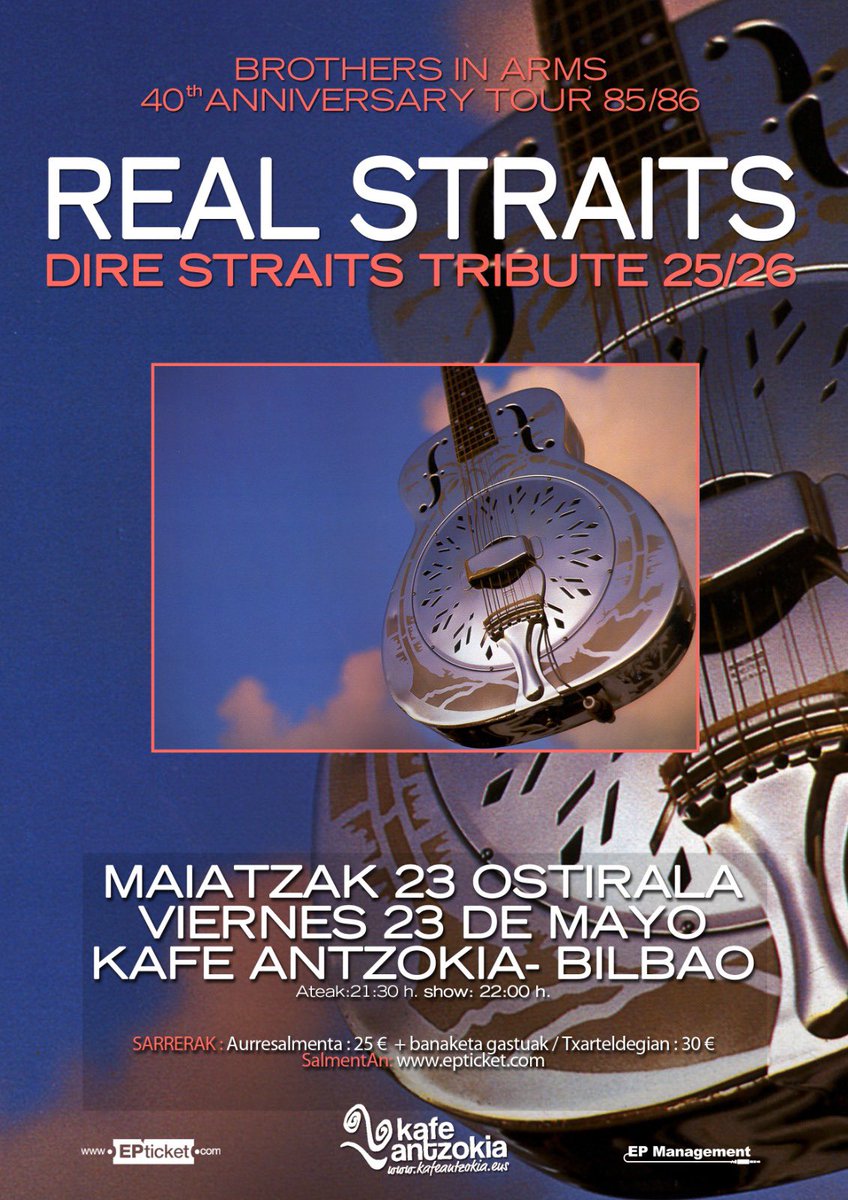 rEAL sTRAITS (@realstraits) on Twitter photo 🔊 rEAL sTRAITS Live in Bilbao! <a href="/kafeantzokia/">Kafe Antzokia</a>
Viernes 23 de mayo 2025 - 22:00h 🔊
🎟️ ENTRADAS 🎟️
epticket.com/es/events/real…
👉BROTHERS IN ARMS 40th Anniversary Tour
<a href="/ep_management/">EP Management</a> 🔊 rEAL sTRAITS Live in Bilbao! <a href="/kafeantzokia/">Kafe Antzokia</a>
Viernes 23 de mayo 2025 - 22:00h 🔊
🎟️ ENTRADAS 🎟️
epticket.com/es/events/real…
👉BROTHERS IN ARMS 40th Anniversary Tour
<a href="/ep_management/">EP Management</a>