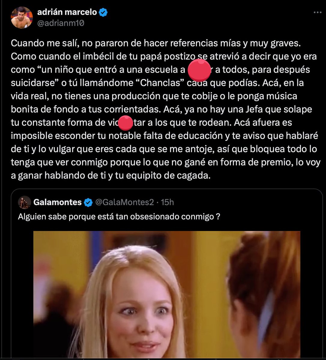 EmZkPr's tweet photo. Esto es la prueba de que las drogas destruyen neuronas.

1. El que se la pasó tramando 💩 en contra de Gala fue él.
2. Quien estaba cobijado y perfilado por Televisa/Endemol para ganar era él.
3. El vulgar es él, que tiene una fijación con todo lo referente al sexo (algún psiquiatra debe tener respuesta para esto).
4. Como no llegó ni a la semifinal ahora se cuelga de LA FINALISTA.

Lo único que hizo con su mensaje fue proyectarse. 🫵🏽😂

#LCDLFMx2
