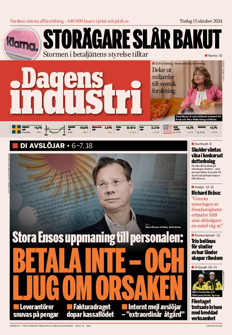 Ute nu! Nya utgåvan av Di finns på etidning.di.se och i våra appar för mobil och läsplatta.