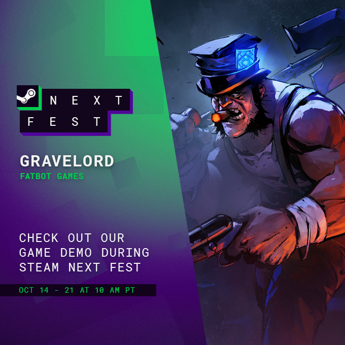 FatbotGames's tweet photo. #SteamNextFest 💥We are there! PLAY THE DEMO fellow gravediggers! 😈💥 https://t.co/56okYPWG2f