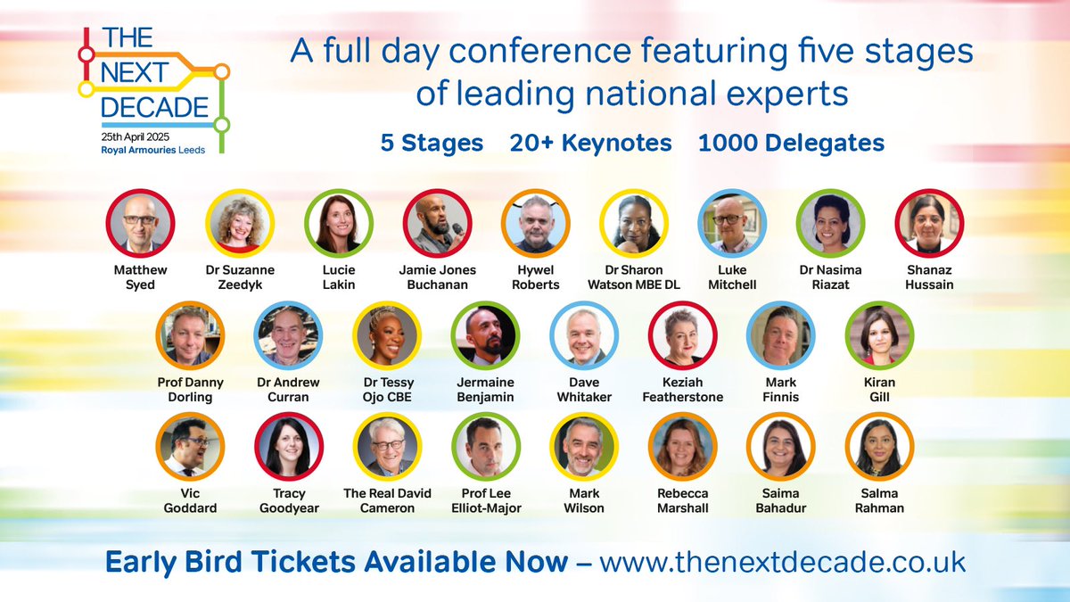 20+ national experts coming to Leeds on the 25th April 25 to discuss The Next Decade in education. 

Our website is live. Please book your tickets now on thenextdecade.co.uk