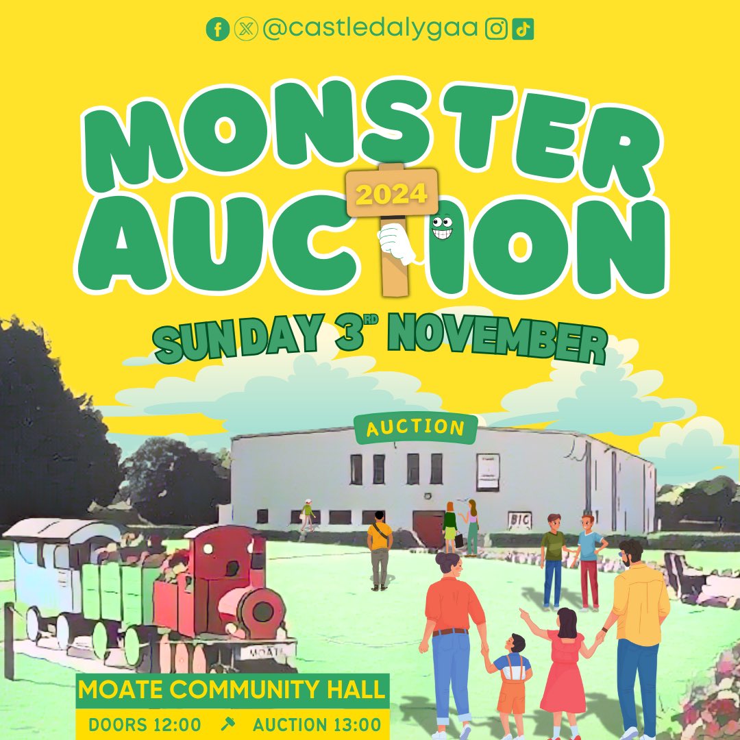 Castledaly GAA (@castledalygaa) on Twitter photo Our Monster Auction is fast approaching! Our collection vans will be on the roads in the coming weeks - drop us a message if you would like to rehome your pre-loved household items. Please RT. <a href="/Midlands103/">Midlands103</a> <a href="/AthloneAdvert/">Athlone Advertiser</a> <a href="/ACR884/">Athlone Community Radio</a> <a href="/westmeathindo/">WestmeathIndependent</a> <a href="/WHExaminer/">Westmeath Examiner</a> <a href="/westmeathtopic/">Westmeath Topic</a> Our Monster Auction is fast approaching! Our collection vans will be on the roads in the coming weeks - drop us a message if you would like to rehome your pre-loved household items. Please RT. <a href="/Midlands103/">Midlands103</a> <a href="/AthloneAdvert/">Athlone Advertiser</a> <a href="/ACR884/">Athlone Community Radio</a> <a href="/westmeathindo/">WestmeathIndependent</a> <a href="/WHExaminer/">Westmeath Examiner</a> <a href="/westmeathtopic/">Westmeath Topic</a>