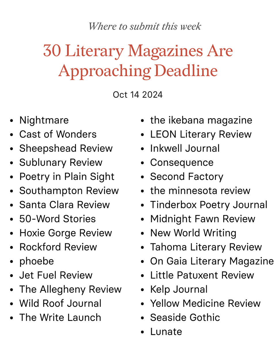 chillsubs's tweet photo. Hey <3 Where to submit this week! 

There’s actually a metric fuck ton of submission opportunities right now -

- 105 Recently Opened Submission Calls
- 45 Theme Calls To Inspire You
- And moreee here: https://t.co/6u17oVOOxB

#writingcommunity https://t.co/wpDtoALUnJ