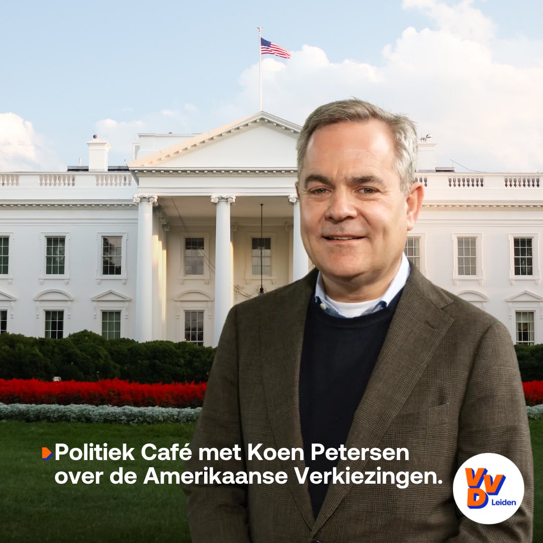 Op 5 november gaat Amerika weer naar de stembus. Wie zit straks in het Witte Huis? Hierover gaan we in gesprek met VVD-senator en Amerika expert Koen Petersen!

Iedereen (ook niet-leden) is op 17 oktober om 20:30 welkom in café de Keyzer.
👇
vvdleiden.nl/17-oktober-pol…