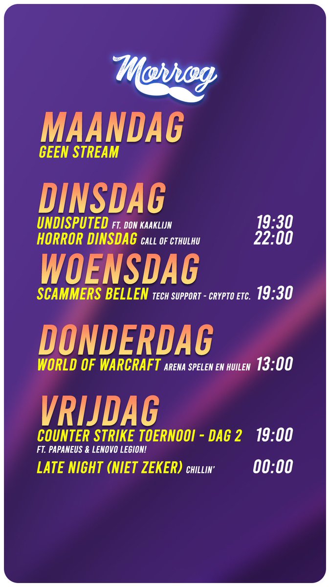 Deze week in de planning: