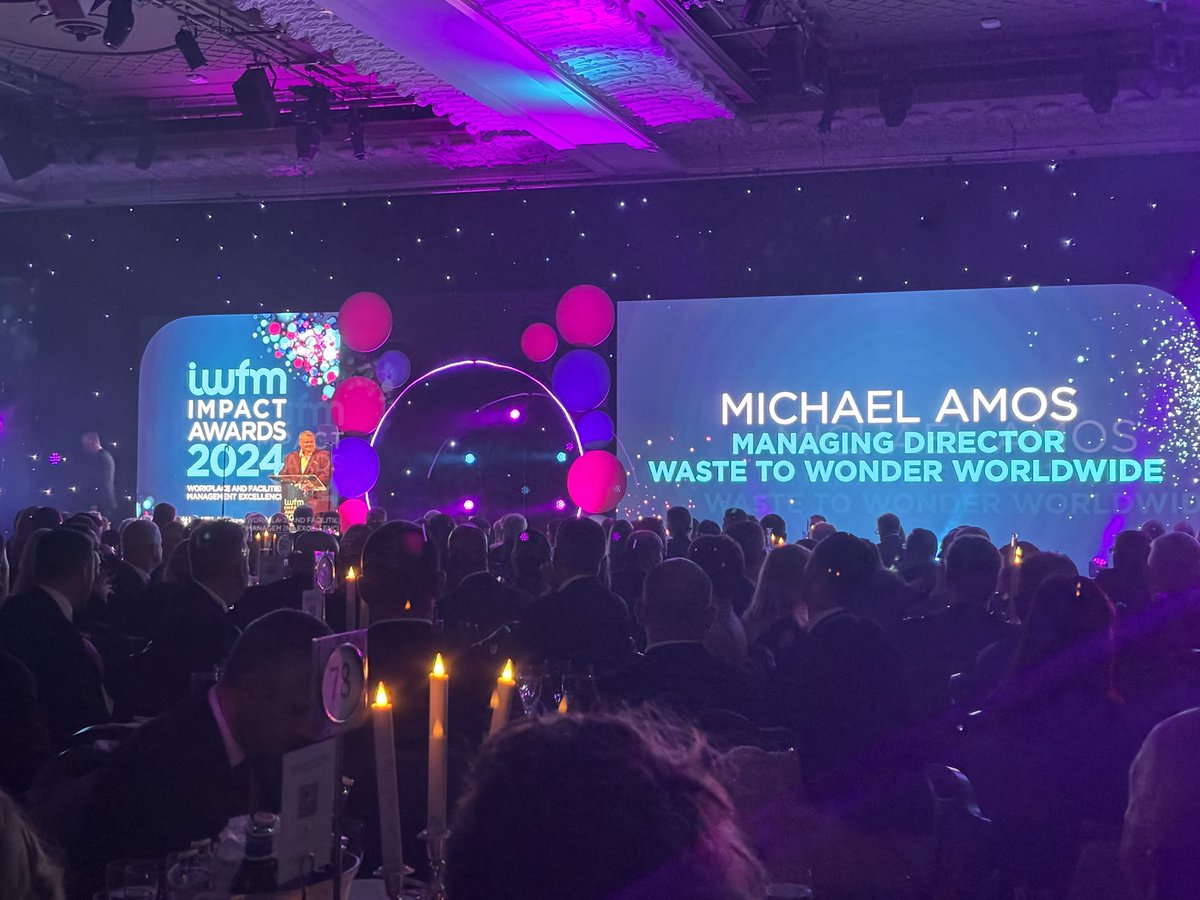 On the stage now, from our Headline Sponsor Waste to Wonder Worldwide, is Managing Director Michael Amos! #IWFMAwards2024