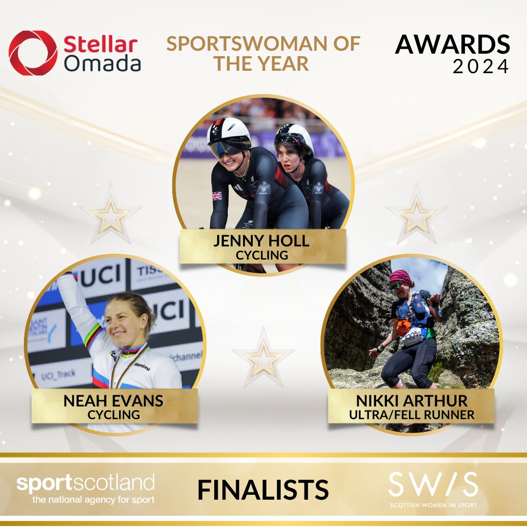 Scottish Women In Sport (@scotwomensport) on Twitter photo 🌟 FINALISTS: SPORTSWOMAN OF THE YEAR 🌟
Recognising an athlete’s exceptional season, the finalists for our <a href="/StellarOmada/">Stellar Omada</a> Sportswoman of the Year are:
<a href="/neahevans/">Neah Evans</a> (Cycling)
<a href="/jenny_holl/">Jenny Holl</a> (Cycling)
<a href="/nikkiarthur3/">Nikki Arthur</a> (Ultra/Fell Runner)
#SWISAwards2024 <a href="/ScottishCycling/">Scottish Cycling</a> <a href="/scotathletics/">scottishathletics</a> 🌟 FINALISTS: SPORTSWOMAN OF THE YEAR 🌟
Recognising an athlete’s exceptional season, the finalists for our <a href="/StellarOmada/">Stellar Omada</a> Sportswoman of the Year are:
<a href="/neahevans/">Neah Evans</a> (Cycling)
<a href="/jenny_holl/">Jenny Holl</a> (Cycling)
<a href="/nikkiarthur3/">Nikki Arthur</a> (Ultra/Fell Runner)
#SWISAwards2024 <a href="/ScottishCycling/">Scottish Cycling</a> <a href="/scotathletics/">scottishathletics</a>
