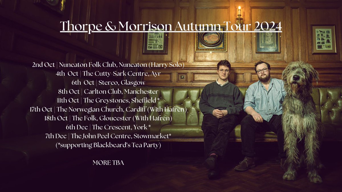 Can't wait to see #ThorpeandMorrison at <a href="/NorwegianChurch/">Norwegian Church Arts Centre / Eglwys Norwyaidd</a>, Cardiff this Thursday! 

They're new album a friend so rightly put it, totally is the "spiritual equivalent of being sat cozy by the fire on a cold autumn evening"
#whatsoncardiff #livefolkmusic