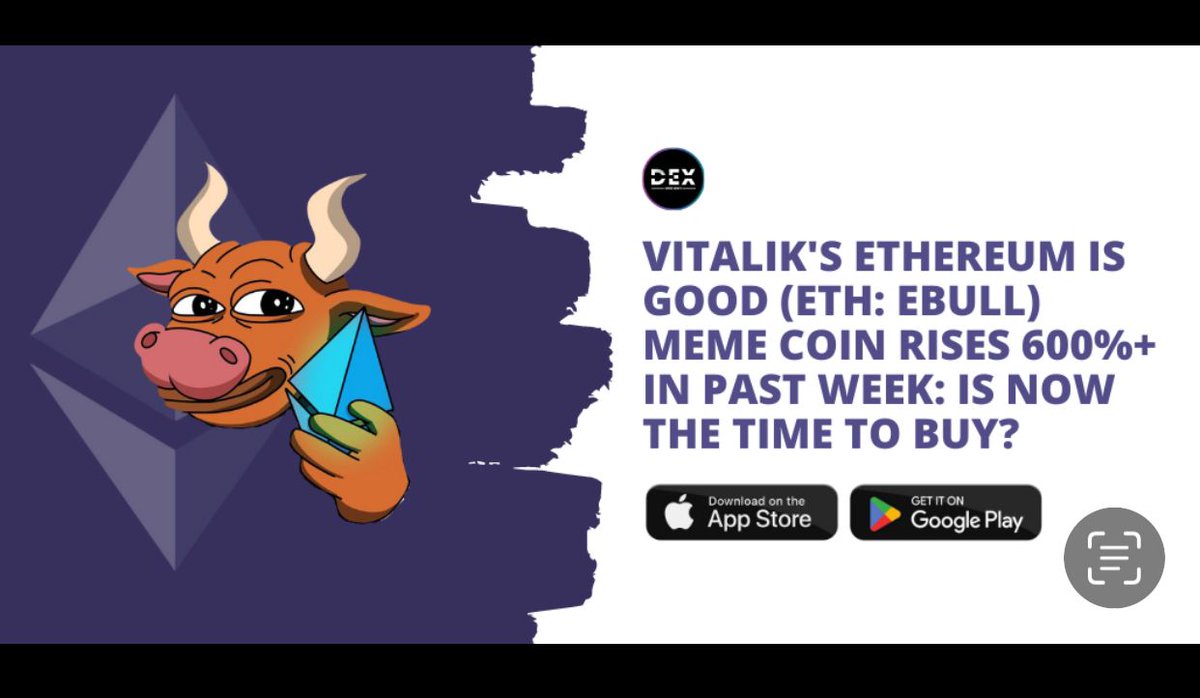 DEXWireNews's tweet photo. ETHEREUM IS GOOD (ETH: $EBULL) Meme Coin Rises 600%+ In Past Week: Is Now The Time To Buy?

⭐Featured Article: https://t.co/dHlwtDeXQS 

📱Mobile App: https://t.co/wgrm9ZBje4

@EthBullToken #EthereumIsGood #ETH #EBULL #Crypto #Investing #Trading #Ethereum #MemeCoins #Meme #Coin https://t.co/NB1VjHmJgM