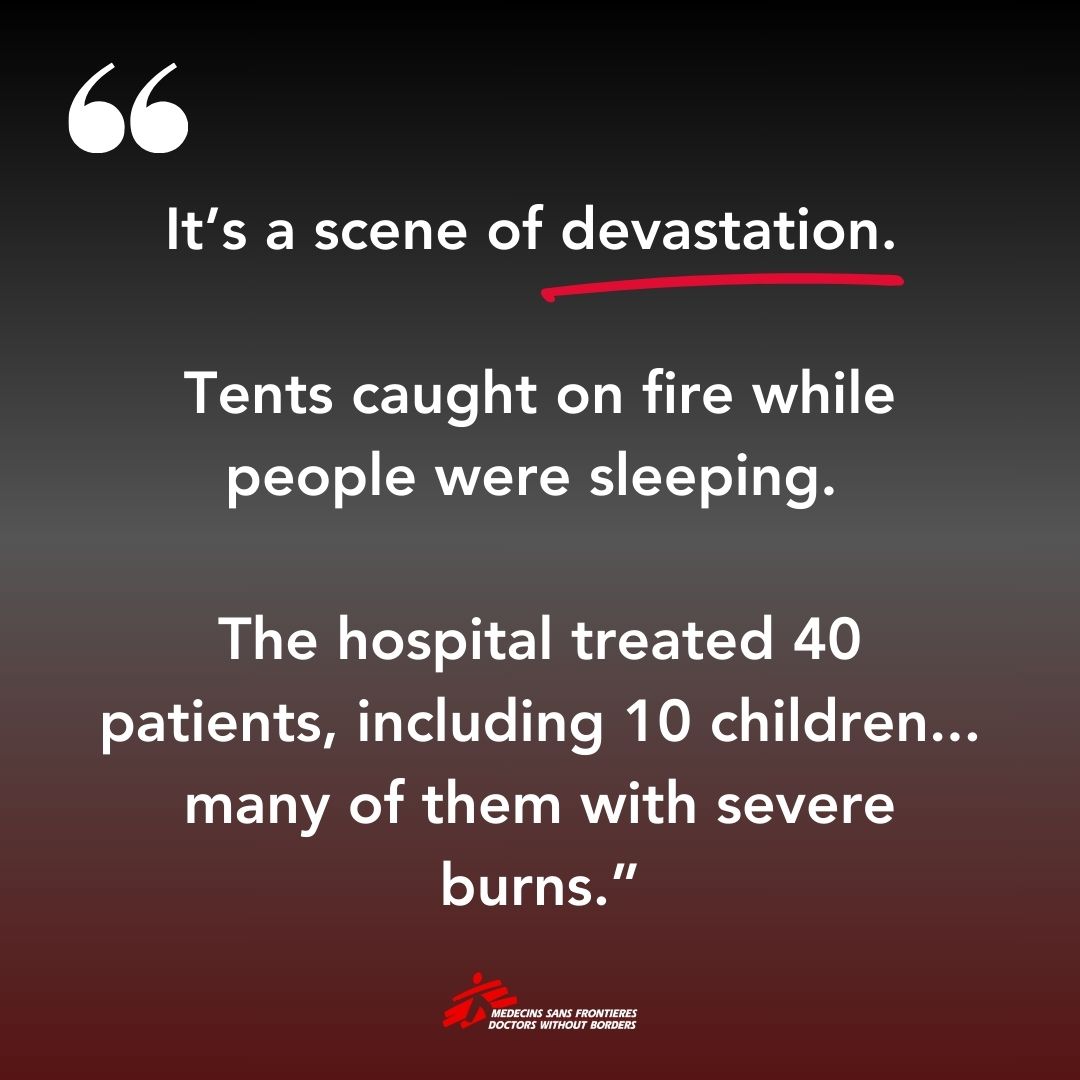Horrific news today. 

A ceasefire is needed now to stop this bloodshed.

On October 14, an Israeli airstrike targeted an area housing displaced people inside the MSF-supported Al-Aqsa Hospital compound in Deir Al-Balah, resulting in 65 wounded and 5 dead.

It is the seventh time