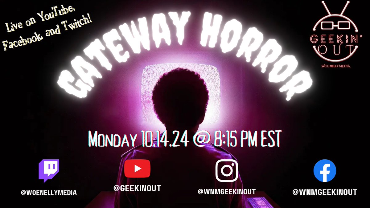 KingzScream's tweet photo. Our sister show, Geekin' Out (with King @TamonKane  and our producer @_rickeyz ), gives a crash course on gateway horror and reviews the recent episode of #AgathaAllAlong. Join us tonight on YouTube!

https://t.co/79EamWHaIv https://t.co/zRwUwlkVHh