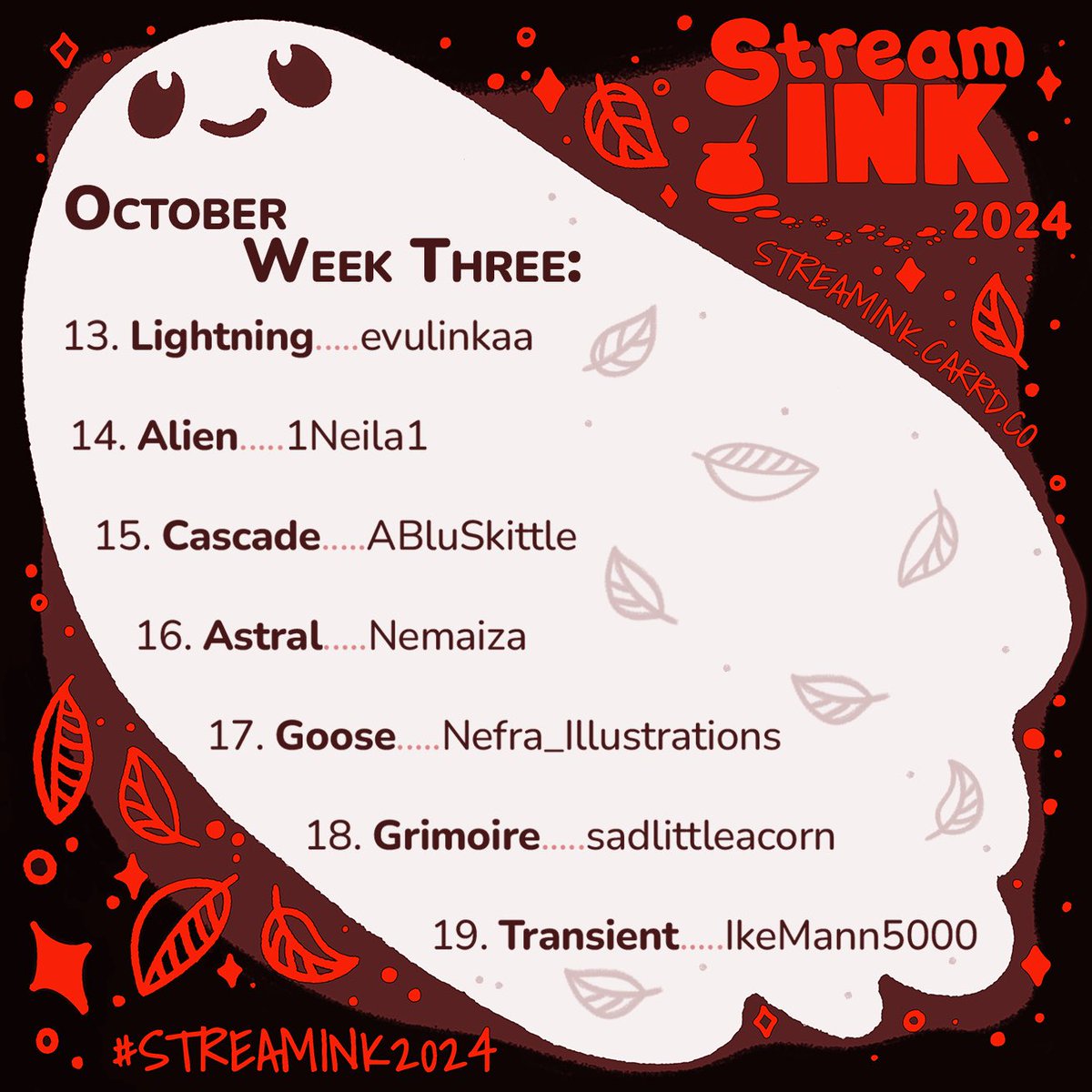 WEEK THREE is here!!
#StreamINK2024

see you in their streams, and in our dedicated discord!! 🥰👀👻🎃