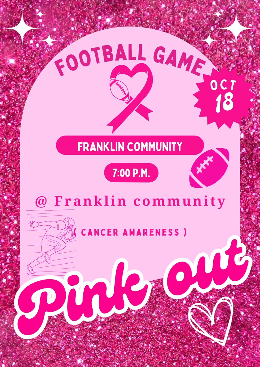 PINK OUT GAME this friday at 7 pm at franklin community! Be there💗🎀 This is the LAST regular season game before playoffs#breastcancerawareness #pinkout