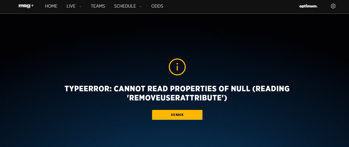 Triloh's tweet photo. @MSGNetworks @IslesMSGN I have been getting this error message since early pre-season. I cannot view any games (rangers, isles). please help. It works on mobile, but not desktop. https://t.co/Lgkh0AOYTo