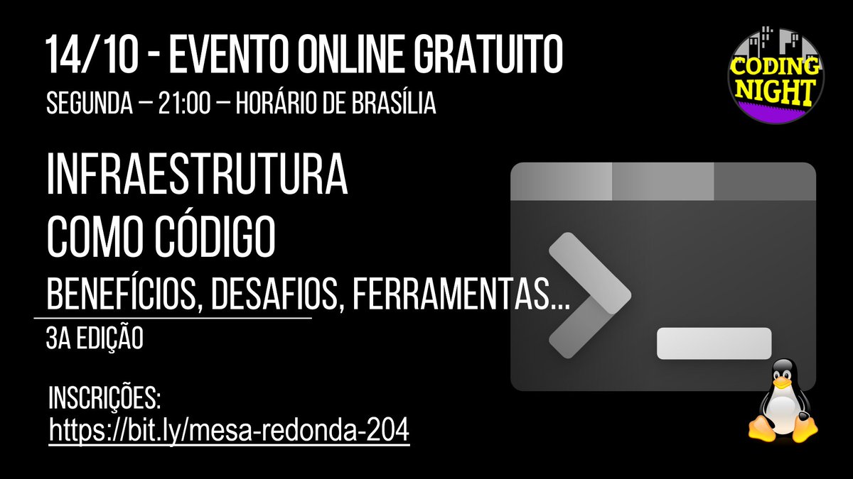 RenatoGroff's tweet image. Daqui a pouco - 21h - ONLINE e GRATUITO no Coding Night -&amp;gt; Infraestrutura como Código: benefícios, desafios, ferramentas... -- Link: youtube.com/watch?v=xb4EIp…

C/ @diegoonazure @brunobritodev

#infra #iac #infraascode #azure #arm #bicep #terraform #opensource #azuredevops #github