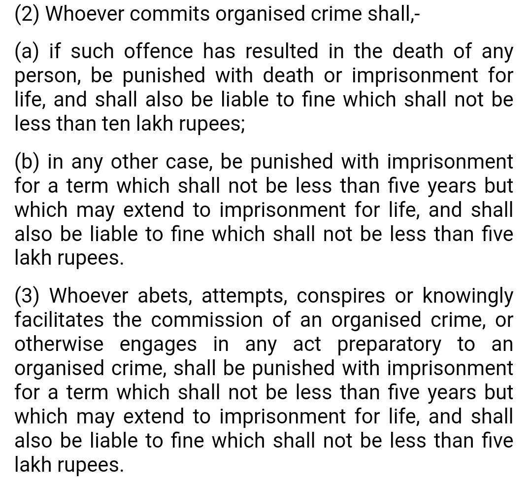 aniukevichusa's tweet photo. The Bharatiya Nyaya Sanhita (BNS) is the new official criminal code in India, replacing the Indian Penal Code (IPC). 

BNS came into effect on 1 July, 2024, after being passed by the parliament in December 2023.

These are the provisions of BNS on "Organised Crime." https://t.co/Mkbxn0h8E1
