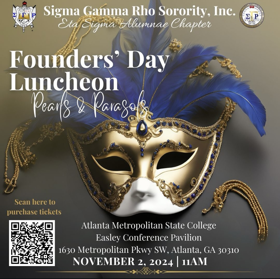 Join #EtaSigmaSorors on Nov. 2nd for a special Founders' Day Celebration brunch experiencing the soul of New Orleans in the heart of Atlanta! 💙💛

Get your tickets --> atlantasgrho.com/our-events

#AtlantaSGRho #HeartandSoulofAtlanta #SigmaGammaRho