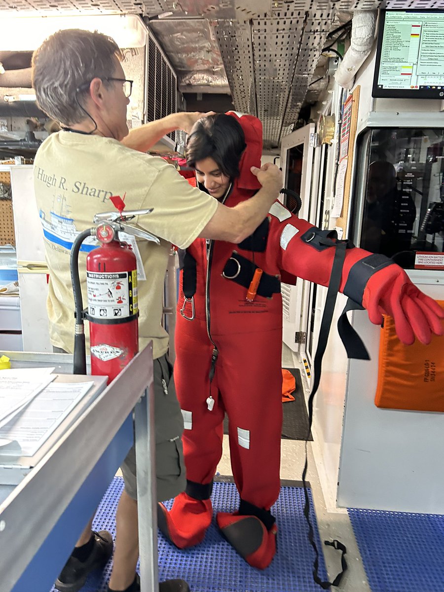 Our STEMSEAS students and mentors boarded the R/V Hugh Sharp today, got a tour from the ship’s Captain and received immersion suit training!