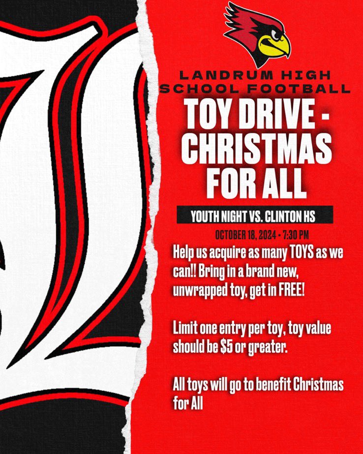 Toy Drive this Friday night for Christmas For All! Don’t forget to bring a toy or toys. #TheLand