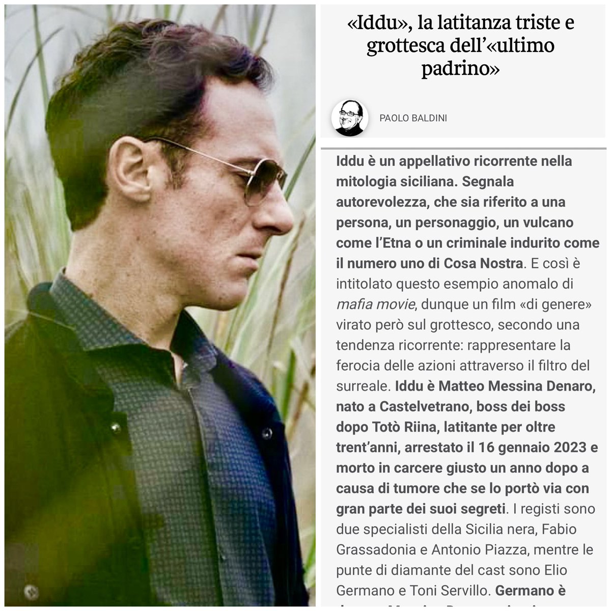 pabaldini's tweet photo. 🔴 #MarilynMagazine #MM @Corriere @7Corriere @pabaldini 🗣️🔜 #cinemasoloalcinema 🌍🔜 #IDDU di #FabioGrassadonia #AntonioPiazza (Italia, 2024, 122’, @01Distribution ) con #ElioGermano #ToniServillo 🎬🫵 voto: 3 + su 5 ✍️ su #DigitalEdition #RassegnaStampa e nella #CINEBUSSOLA ✅ https://t.co/Dgebm9mkAd