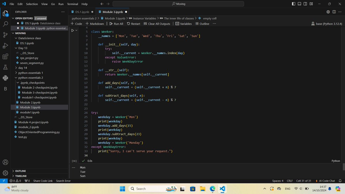 Adam__Lawal's tweet image. Day 20 of #100DaysofCode (I know my math )
Turns out I did two day 14's ...
Still on Object Oriented Programming.
Mastered the 4 major concepts of OOP:
*Inheritance *Encapsulation *Polymorphism *Abstraction
Experimented with classes and solved real world scenarios