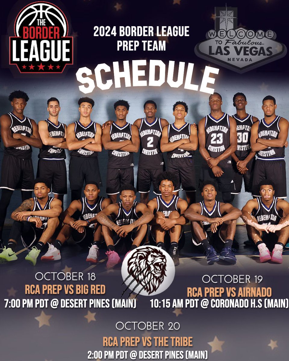We'll see you in #LasVegas 💯
#RCALions #preseason #basketball #BelieveForIt <a href="/JalanJohnson_/">Jalan Johnson</a> <a href="/Bassgedeon5/">Gedeon Basson</a> <a href="/imahriwooten/">Imahri Wooten</a> <a href="/couragekweku2/">Courage Kweku Agbekpornu</a> <a href="/RCA_Academy/">Redemption Christian Academy</a>